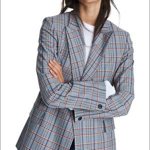 New Rag & Bone Elise Double-Breasted Check Wool-Blend Blazer